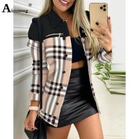 Women Fashion 3D Print Jackets  Girls Clothing 2022 Single Breasted Tops Outerwear Ladies Spliced Vintage Lightweight Jacket