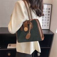 Texture Niche Leather Velvet Underarm Bag Female Trendy Autumn Winter Vintage Versatile Shoulder Temperament Color Matching Handbag Large Capacity Com 【AUG】