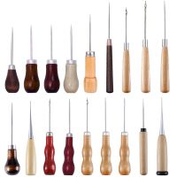 LMDZ Complete Awl Set Small Size Wooden Handle Metal Tip Leather Stitching Awls for Home Sewing Leather Making and Hole Punching