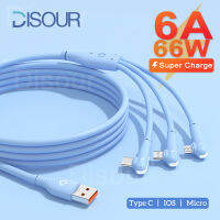 DISOUR 66W 3 IN 1สายชาร์จ6A Type-C Fast Charging 2.4A Lightning Charge 2A สำหรับ Micro ชาร์จอย่างรวดเร็วสำหรับ Iphone Xiaomi Huawei สายโทรศัพท์