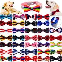 New 50/100 pcs Dog Collar Bow Tie Double Dog Bows Dog Supplies Removable Pet Dog Bowties Collar Decoration Pet  Accessories