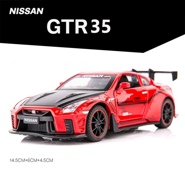 1-32-nissan-gtr-r35-r34รถบังคับวิทยุของเล่นเด็กรถของเล่นที่หล่อจากเหล็กเสียงและแสงเด็กรถของขวัญ