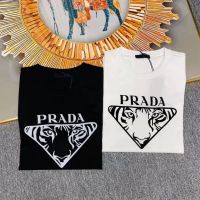 22 European station spring and summer new pradaˉYear of the Tiger limited edition classic letter printed short-sleeved cotton round neck casual T-shirt