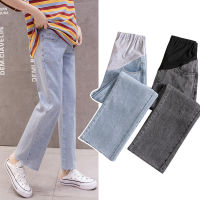 8880# Spring Summer Thin Denim Maternity Straight Jeans High Waist Belly Casual Pants Clothes Pregnant Women Slim Pregnancy