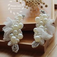 □ Patches 2 Pcs Pearl Beaded Applique Chiffon Leaves Corsage Collar Patch For Wedding Dress Shoulder Flowers Applique Patches