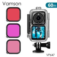 Vamson ซองกันน้ำใต้น้ำ60ม. สำหรับกล้อง DJI Action 2กล้องดำน้ำที่ยึดปลอกหุ้มฝาครอบป้องกันอุปกรณ์เสริมสำหรับ DJI Action 2