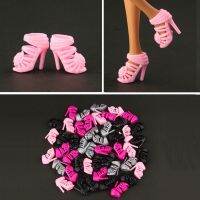 ตุ๊กตา Sepatu untuk Barbie ส้นสูงสีขาวแฟชั่น10คู่/ล็อตตุ๊กตาสวยงามมี4สีให้เลือก