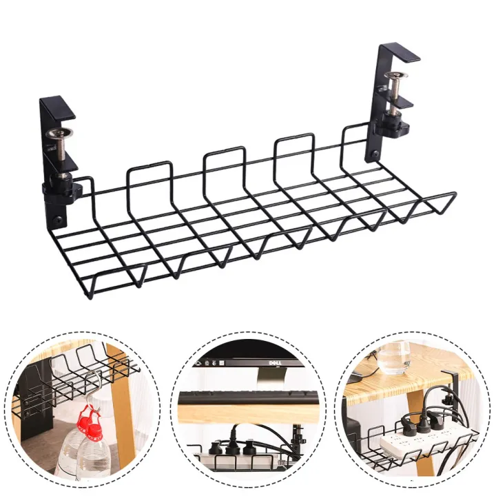 2022 New Under Table Storage Rack Cable Management Tray Desk Socket ...