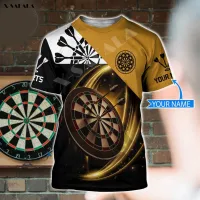 DARTS YELLOW PERSONALIZED BULLSEYE 3D Print Slim T-Shirt Tops Tees Men Gift Short Sleeve Casual Milk Fiber Better Than polyester