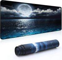 Moon Ocean Desk MatLarge Mouse Pad 35×15.6×0.12 XXL Extended Gaming Mouse Pad Mat with Non-Slip Base Stitched Eges Mousepad