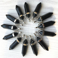 24pcs Fahsion Best Selling Natural Black Onyx Stone Charms Hexagonal Healing Reiki Point Pendants for Jewelry Making Wholesale