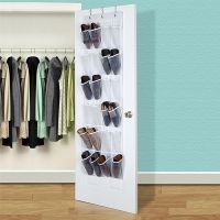 24 Pockets Shoes Organizer Rack Hanging Space Saver Hanging Over The Door Behind White Storage Closet