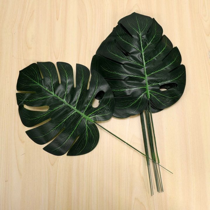 24-pcs-2-kinds-tropical-plant-palm-leaves-artificial-palm-leaves-faux-leaves-safari-leaves-hawaiian-turtle-leaf-luau-party-supplies-decorations