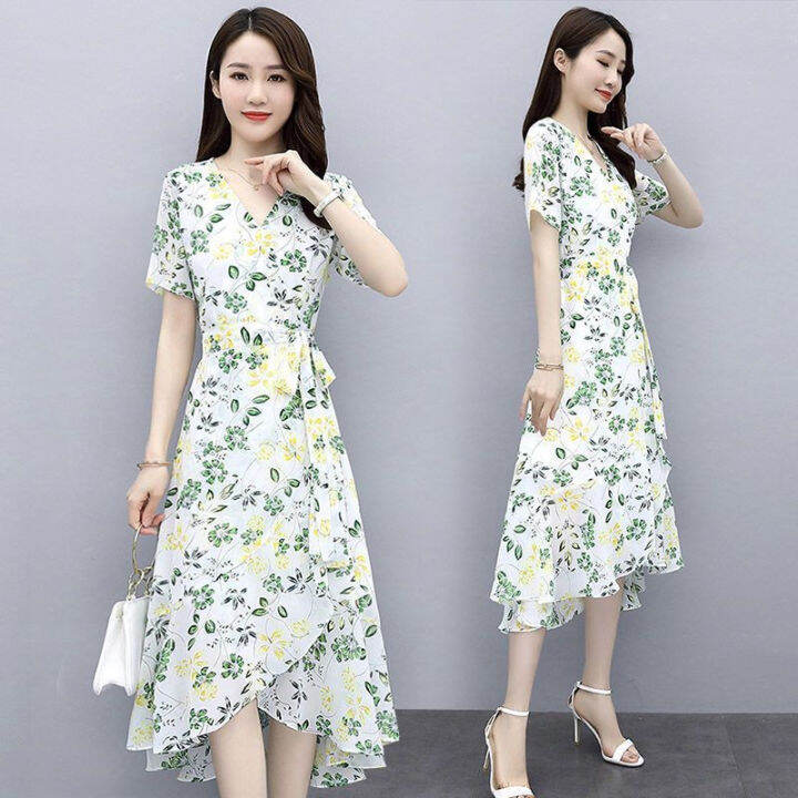 M-4XL Plus Size Women Dress Ladies Summer Elegant Short Sleeve Loose Floral  Casual A-Line Dress (Korean Style) | Lazada Singapore