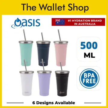 Oasis Insulated Smoothie Tumbler w/ Straw 500ml Soft Pink