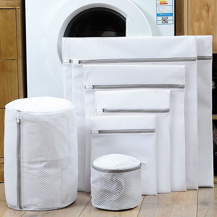1pc Mesh Laundry Bag With Drawstring, White Polyester Large Washing Machine  Bag For Bathroom | SHEIN UK