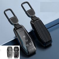 fvdbsdv Carbon Fiber Alloy Car Remote Key Fob Case Key Cover For Ford Fusion Mondeo Mustang F-150 Explorer Edge