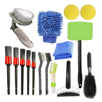 16pcs Auto Drill Brush Towel Car Cleaning Tools Set Power Scrubber Brush Wash Accessories Brush for Car Wheel Air Vents