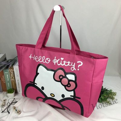 【hot sale】☒☢ C16 Travel tote canvas bag Hello Kitty large capacity handbag shopping bag storage bagKN3301