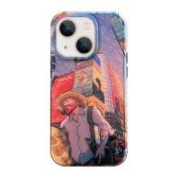 สำหรับ iPhone 14เคลือบสองด้านภาพวาดสีน้ำมันเคสโทรศัพท์ IMD (เมือง) (มีในสต็อก)