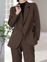 ใหม่ผู้หญิง Blazer และกางเกง2ชิ้นชุด Office Lady Elegant Workwear หญิงอย่างเป็นทางการ Slim Solid กางเกงชุด...