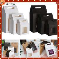 BUSH 6Pcs ของชำร่วยงานแต่งงาน กระดาษคราฟท์ อุปกรณ์งานเลี้ยงวันเกิด ถุงห่อขนม กรณีปัจจุบัน หน้าต่างพีวีซีใส แพ็คเกจของขวัญกระดาษ