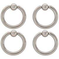 2 Pair Stainless Steel Captive Bead Ear Rings Hoop Studs Piercing Jewelry Steel Color, 8G(3.2mm) x 16mm