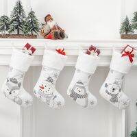 Christmas Stocking Gift Bag Christmas Ornaments Cartoon White Christmas Candy Socks Tree Pendant Christmas Decoration Socks Tights