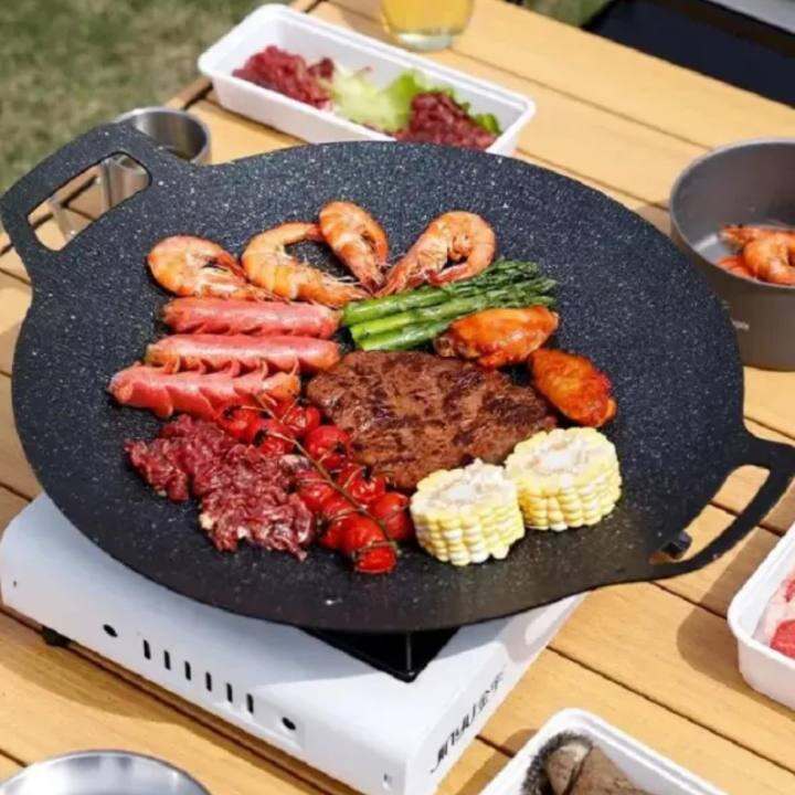 HS Korean NonStick BBQ Pan For Outdoor Camping BBQ Takoyaki, Smokeless