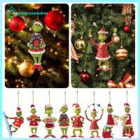 GONGRUOQIUSHAN 3ชิ้นชิ้นส่วนประดับหลักคริสมาสต์ Merry Christmas Grinch จี้รูปคริลิคบรรยากาศฤดูหนาวตกแต่งคริสต์มาสตลกต้นไม้คริสต์มาสแขวนปาร์ตี้ที่บ้าน