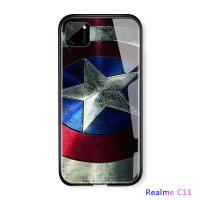 UCUCเคสมือถือ เคสโทรศัพท์ เคส Realme C11 กรณีกรณีโทรศัพท์สำหรับเด็กซูเปอร์ฮีโร่สำหรับผู้ชายไอรอนแมนกัปตันอเมริกาS Pider-Manกันกระแทกกระจกนิรภัยกลับปกคลุมกรณีซิลิโคนอ่อนนุ่มขอบปลอก