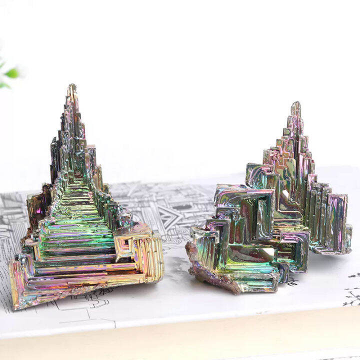 ธรรมชาติ-bismuth-tower-โลหะแร่พีระมิดหินอัญมณี-reiki-healing-stone-สมาธิคอลเลกชันหรือตกแต่งบ้านดิบคริสตัล