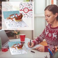 Christmas Cards Lot Unused Christmas Deer Cart Christmas 3D Greeting Card Holiday Blessings Handmade Creative Gift Gift