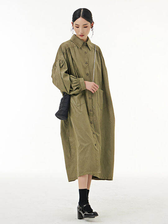 xitao-dress-simplicity-solid-color-long-sleeve-shirt-dress