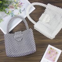 Handmade beaded finished diy pearl bag heavy metal retro ins bag versatile square bag ladies handbag 【APR】