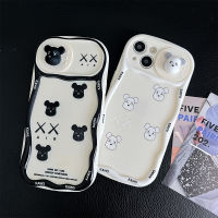 เคสโทรศัพท์หน้าต่างเลื่อนซิลิโคน3D สำหรับ IPhone 11 12 13 14 Pro Max น่ารักการ์ตูนสีดำและหมีขาวเคสโทรศัพท์หัวเป็นของขวัญหลังสำหรับเด็กผู้ชายและเด็กผู้หญิง