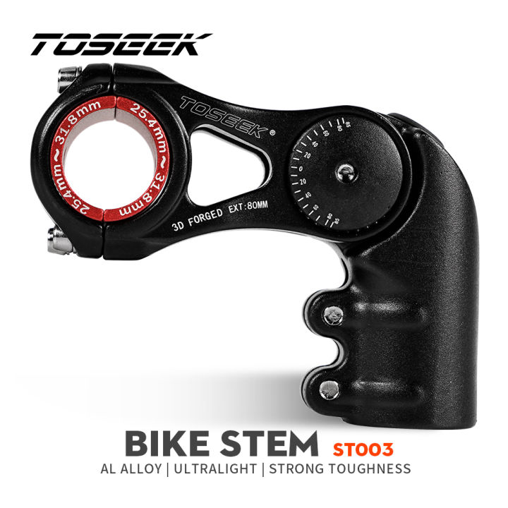 toseek-cod-อลูมิเนียมจักรยาน-handlebars-stem-bikes-อะไหล่ขี่จักรยานปรับ-45-ถึง-90-องศา-handlebar-calibre-25-4-31-8-มม-stem-แผนที่จักรยาน-mtb-stem-80-100-130-มม-สีดำ-matte-mtb-อุปกรณ์เสริม