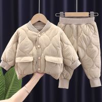 2023 Autumn and Winter Girls Two-piece Suit Cotton Jacket + Pants Childrens Clothing Plus Velvet 1-4Y Boys Trendy Childrens  by Hs2023