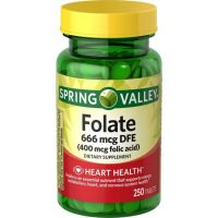 Spring Valley Folate Dietary Supplement Tablets, 400 mcg, 250 Count