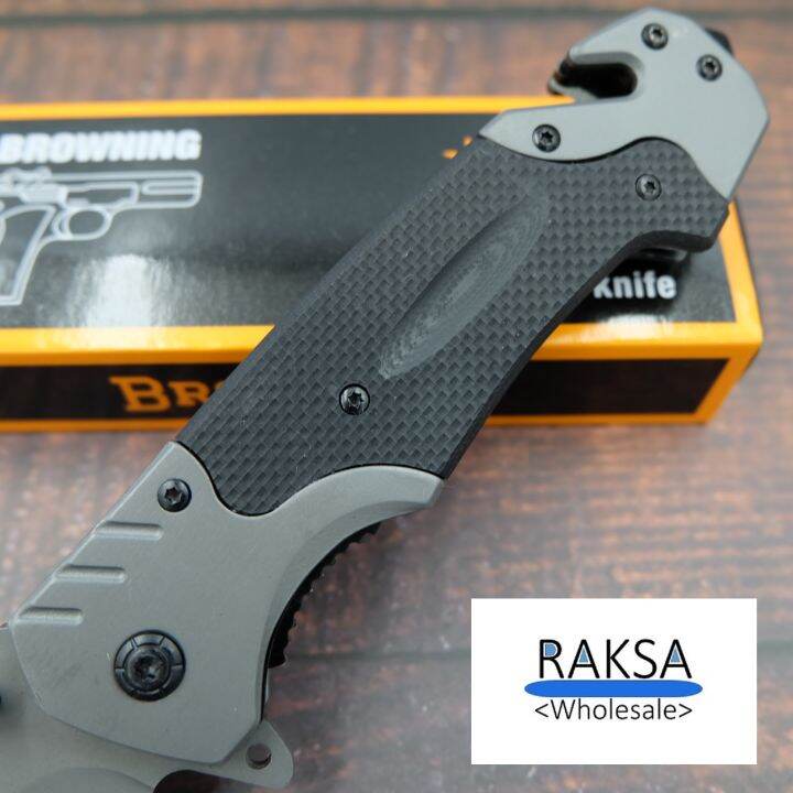 raksa-wholesale-มีดพับ-มีดพก-มีดเดินป่า-อุปกรณ์นิรภัย-ด้ามg10กันลื่น-23cm-2cr13-มีระบบดีดใบมีด-nb013