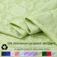 (Star fabric)โลตัส Jacquard หม่อนไหมบริสุทธิ์จริงผ้าเครปโดยเมตรต่อสำหรับเสื้อผ้าชุดกระโปรงจีนจักรเย็บผ้าบางพิมพ์ผ้า