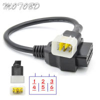 OBD OBDII OBD2 16Pin มอเตอร์ไซด์6 Pin ถึง16 Pin สำหรับ Delphi 6 Pin รถจักรยานยนต์6 Pin Converter Cable