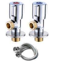 Copper Angle Stop Valve Hot and Cold Water Stop Valve Quick Open Faucet Valve for Bathroom Kitchen Toilet Sink G1/2