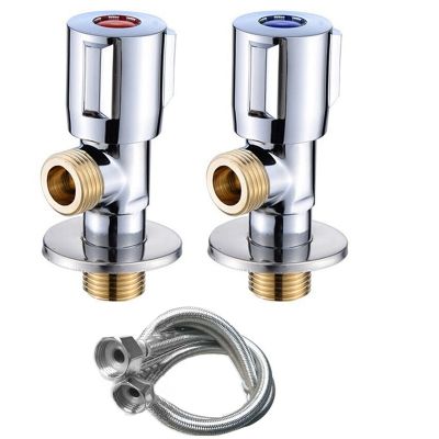 Copper Angle Stop Valve Hot and Cold Water Stop Valve Quick Open Faucet Valve for Bathroom Kitchen Toilet Sink G1/2