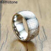 Kemstone Fashion 10mm Stainless Steel GoldSilver Buddhist Heart Sutra Rings for Men