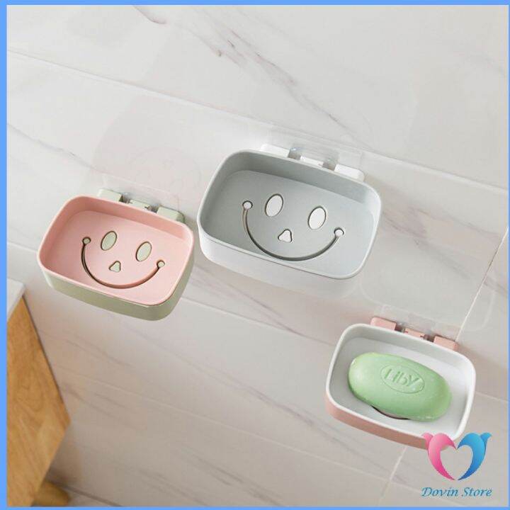 dovin-กล่องสบู่-ไม่ต้องเจาะผนัง-หน้ายิ้มติดผนังได้-smiley-soap-box