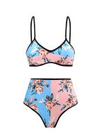 ✳ COOBBU Bikinis High Waist Swimsuit Reversible Swimwear Women Bathing Suit Push Up A B Bikini Sets Bordered Print Beachwear