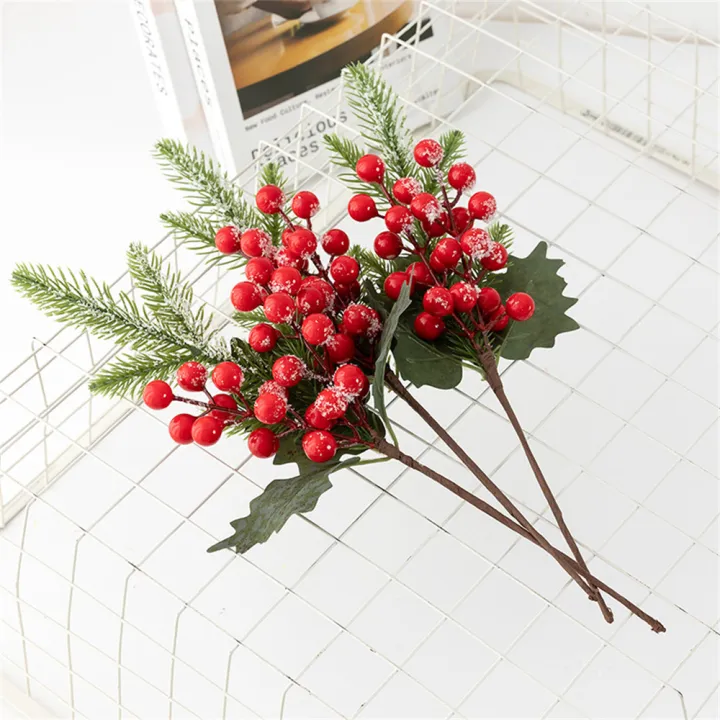 xmas-party-decorations-holiday-pine-stems-red-berry-christmas-decorations-simulation-pine-picks-fake-berry-plant