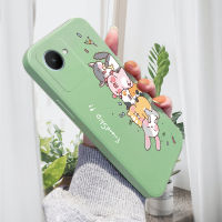 PMP เคสโทรศัพท์ Hp สำหรับ OPPO Reno8 Reno 8 4G ปลอก Hp Realme เคส C30การ์ตูนสัตว์มิตรภาพเคสโทรศัพท์ Original Square Liquid ปลอกซิลิโคนคลุมทั้งหมดกล้องเคสกันกระแทก