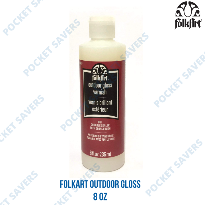 FOLKART Outdoor Sealer 8 oz (Gloss, Matte, Satin, Acrylic Paint Prime